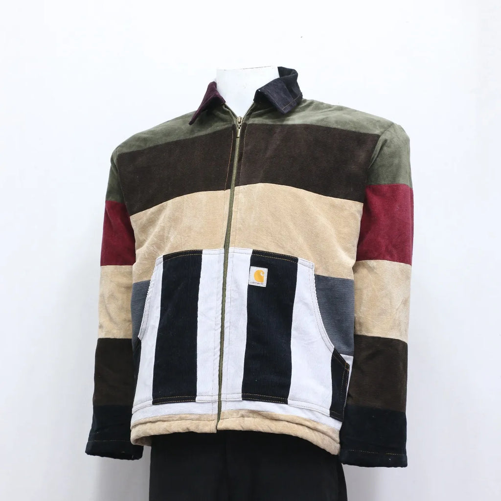 CR632 Upcycled Corduroy Color Block Carhartt Inpired Jacket