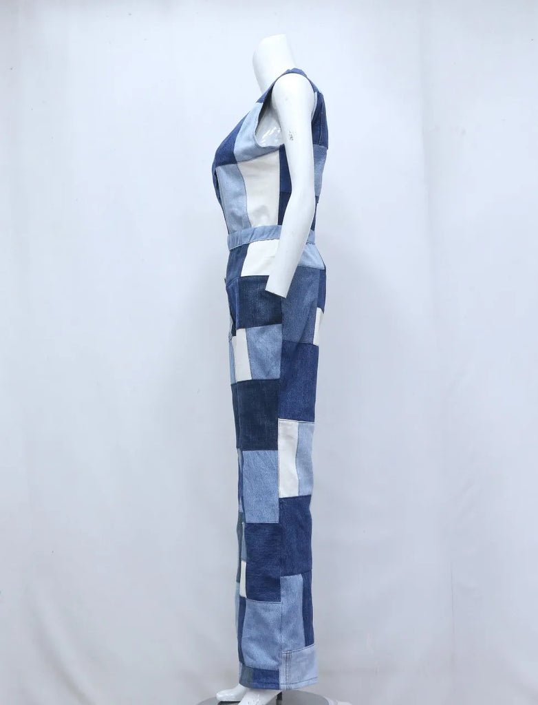 CR592 Upcycled Urban Patchwork Utility Jumpsuit