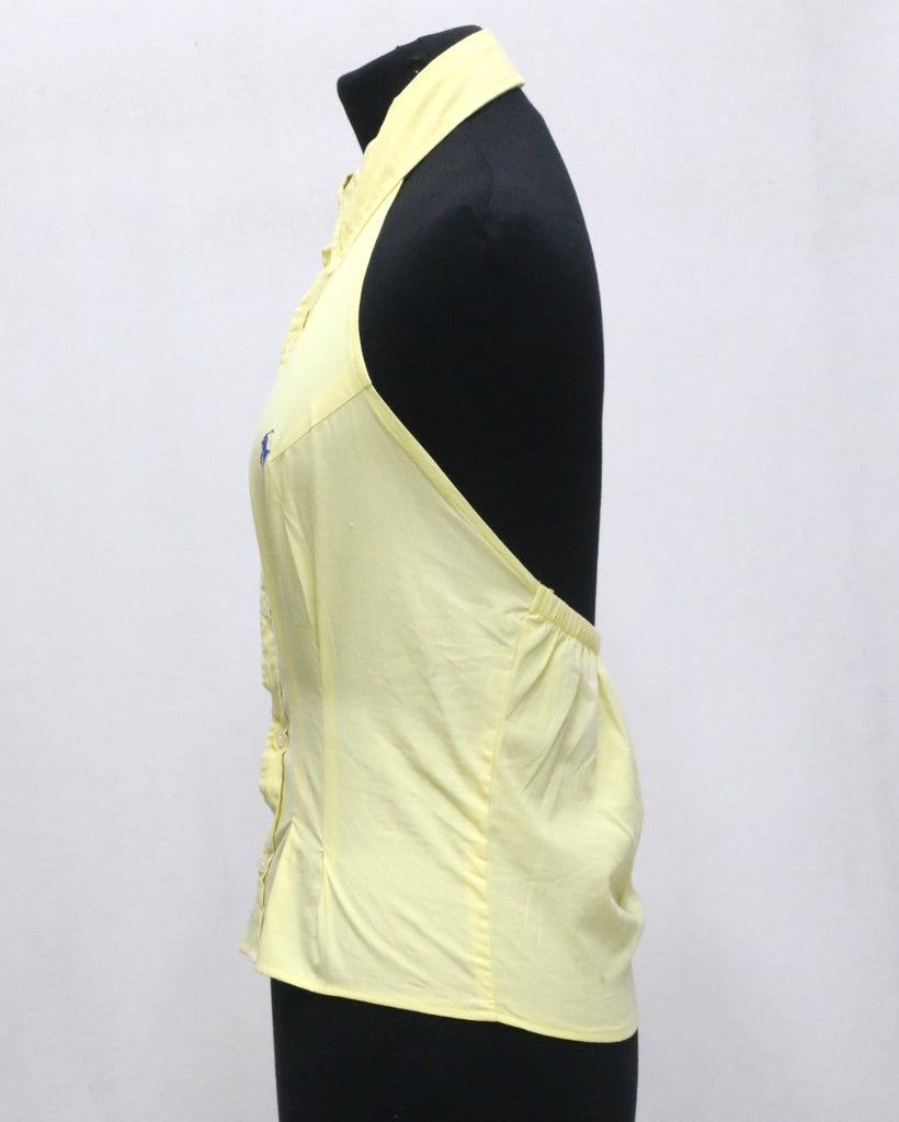 CR2016 UPCYCLED OPEN-BACK HALTER SHIRT TOP