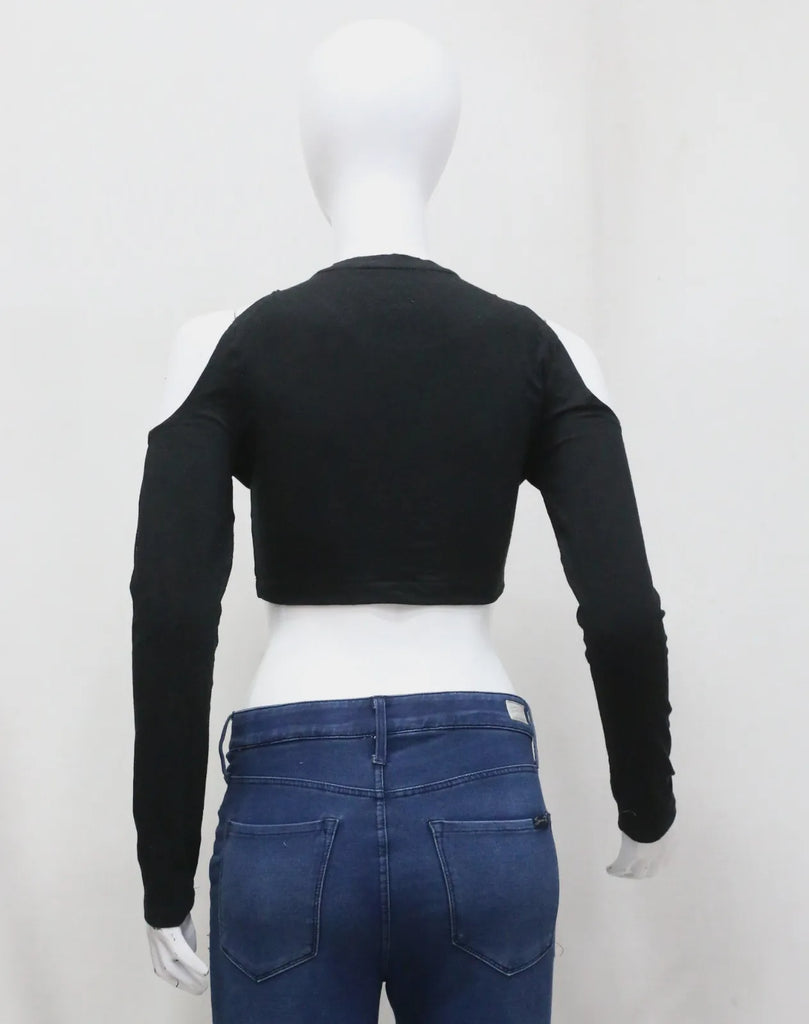 CR1414 Ruched Cut-Out Crop Top