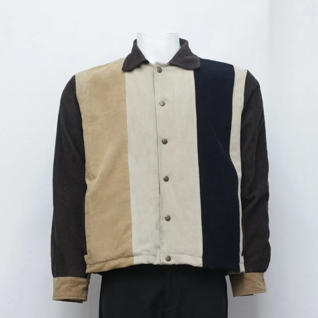 CR371 Upcycled Corduroy Color Block Pattern Jackets