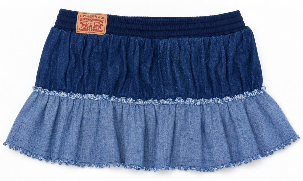 CR1914 UPCYCLED TIERED DENIM MINI SKIRT