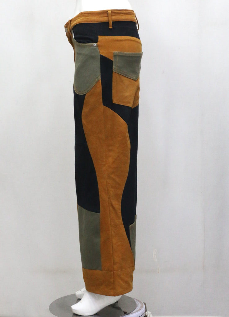 CR1953 UPCYCLED COLORBLOCK WORKWEAR FLARE PANTS