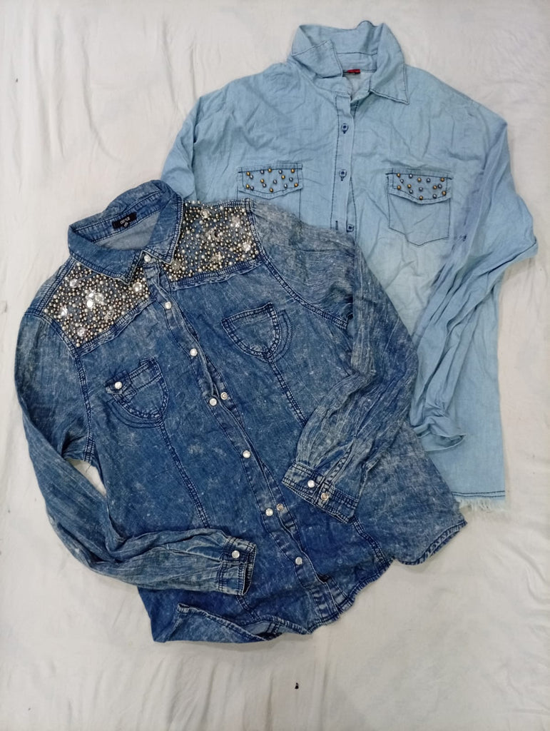 CR9232 Y2K Denim Blouses