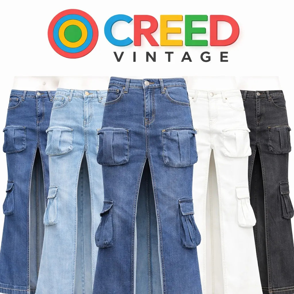 CR1129 Upcycled Utility Split Denim Skirt