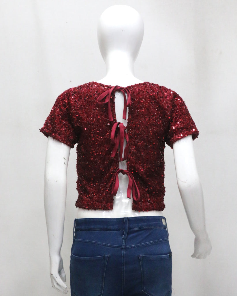 CR1886 UPCYCLED SEQUIN OPEN BACK TOP