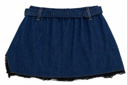 CR1840 Upcycled Denim Layered Skirt