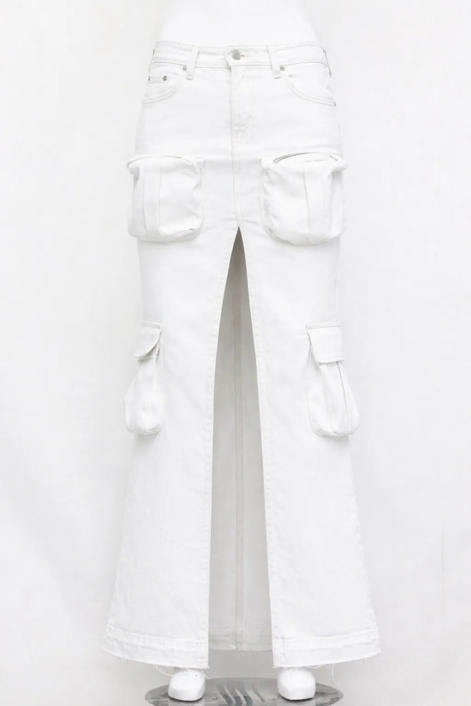 CR1129 Upcycled Utility Split Denim Skirt