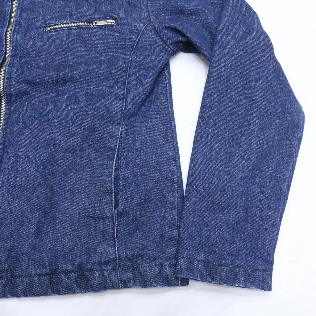 CR670 Upcycled iker Denim Jacket / Zip-Up Denim Jacket