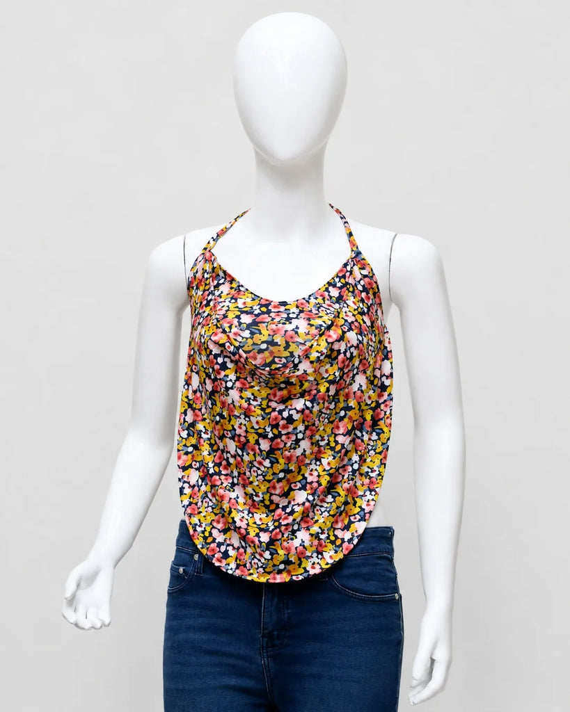 CR1567 Upcycled Floral Halter Top