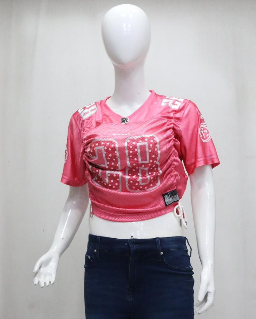 CR1879 UPCYCLED RUCHED SPORTS JERSEY TOP