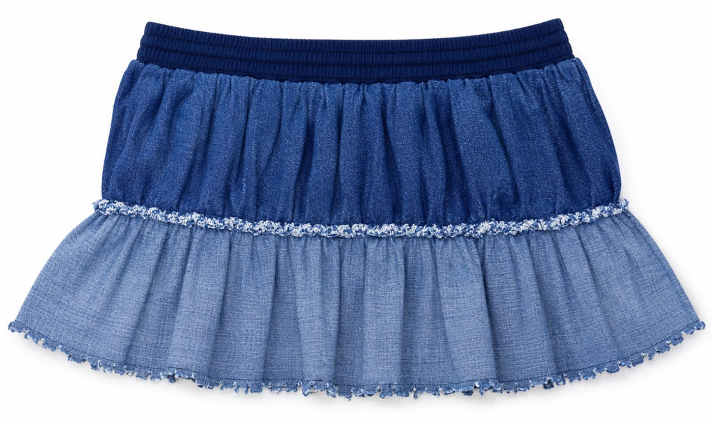 CR1914 UPCYCLED TIERED DENIM MINI SKIRT