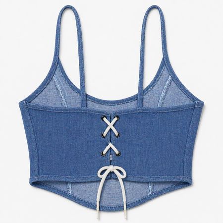CR2096 Upcycled Denim Corset Top