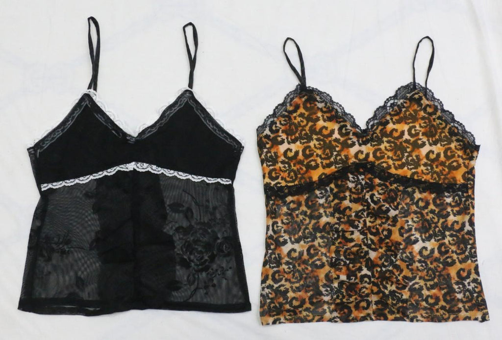 CR1903 UPCYCLED LACE & MESH CAMI TOP