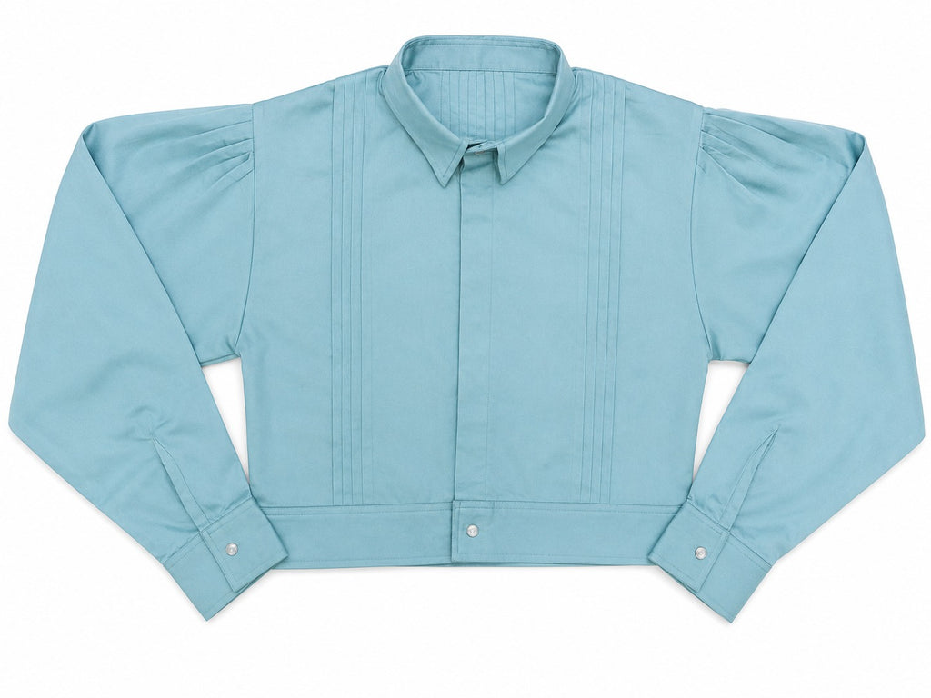 CR1982 UPCYCLED PINTUCK CROPPED SHIRT