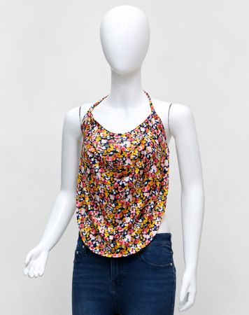 CR2081 Upcycled Floral Halter Top