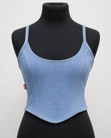 CR2096 Upcycled Denim Corset Top