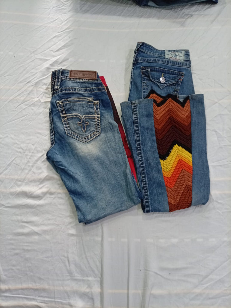 CR10927 Upcycled Mix-Branded Mixed-Style Flare Jeans
