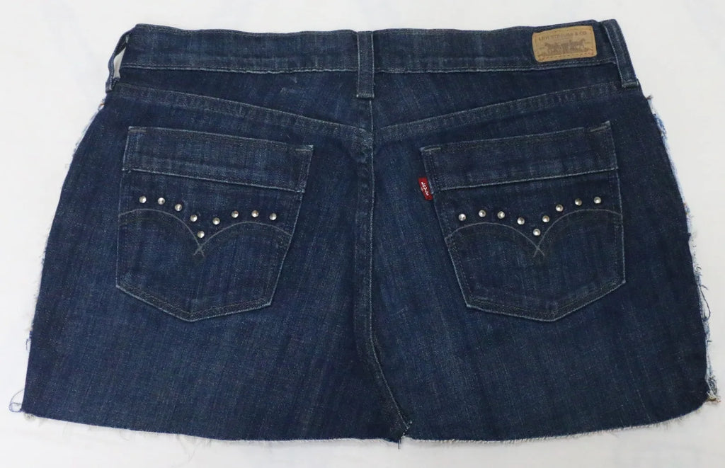 CR1677 UPCYCLED PATCHWORK DENIM MINI SKIRT
