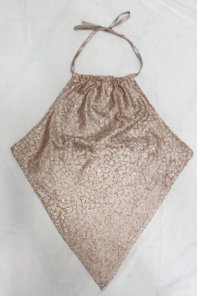 CR2015 UPCYCLED BEADED HALTER HANDKERCHIEF TOP