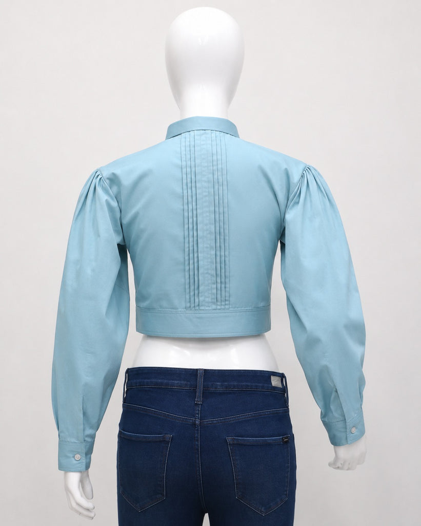 CR1982 UPCYCLED PINTUCK CROPPED SHIRT