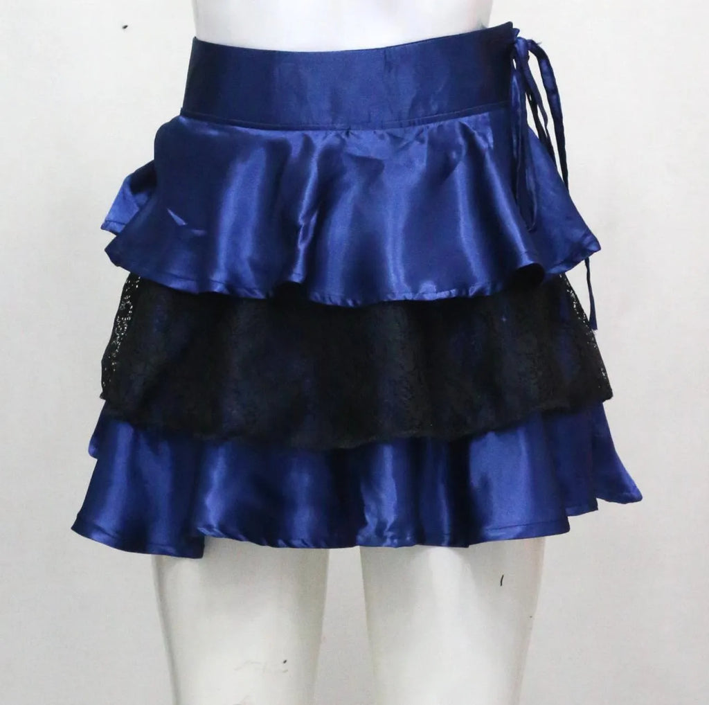 CR1561 Upcycled Satin Ruffle Mini Skirt
