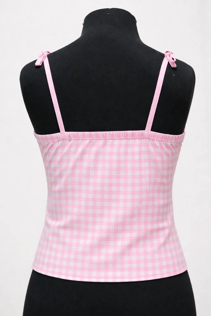 CR1523 Upcycled Y2K Spaghetti Strap Cami Top – Button Front