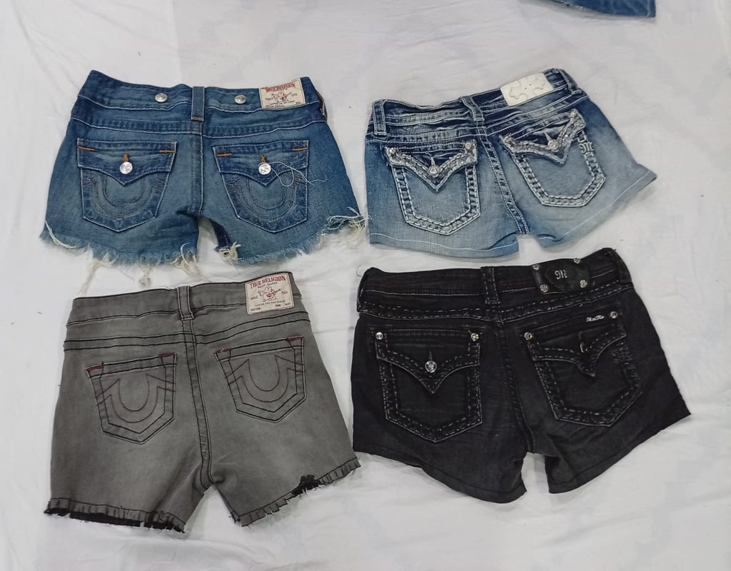 CR9396 Upcycled True Religion & Miss Me Mini Denim Shorts
