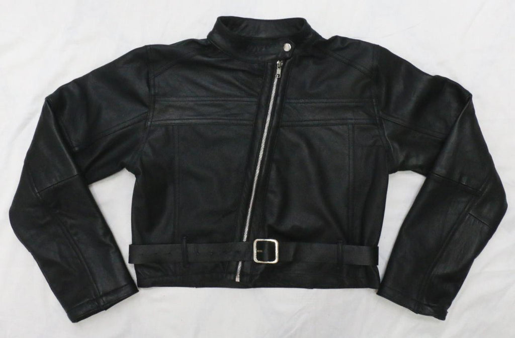 CR2066 UPCYCLED CROPPED MOTO LEATHER JACKET