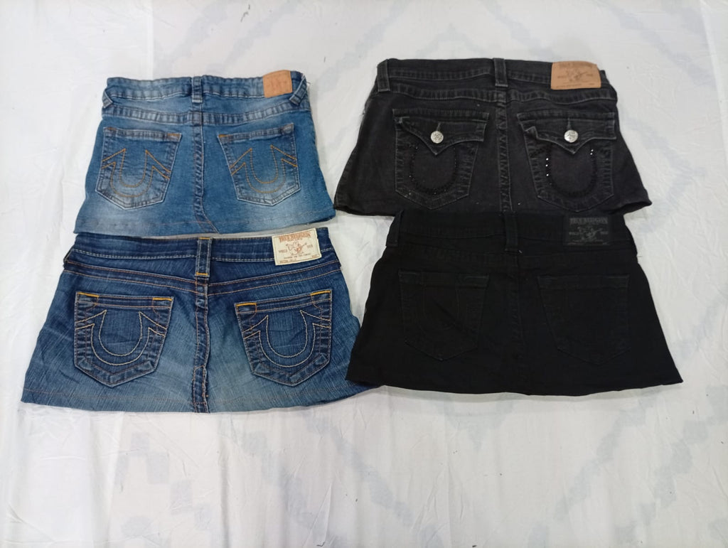 CR9718 Upcycled True Religion Mini Denim Skirts