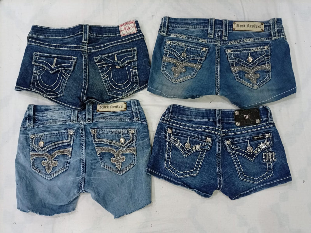 CR10000 Upcycled Mix Branded Mini Denim Shorts