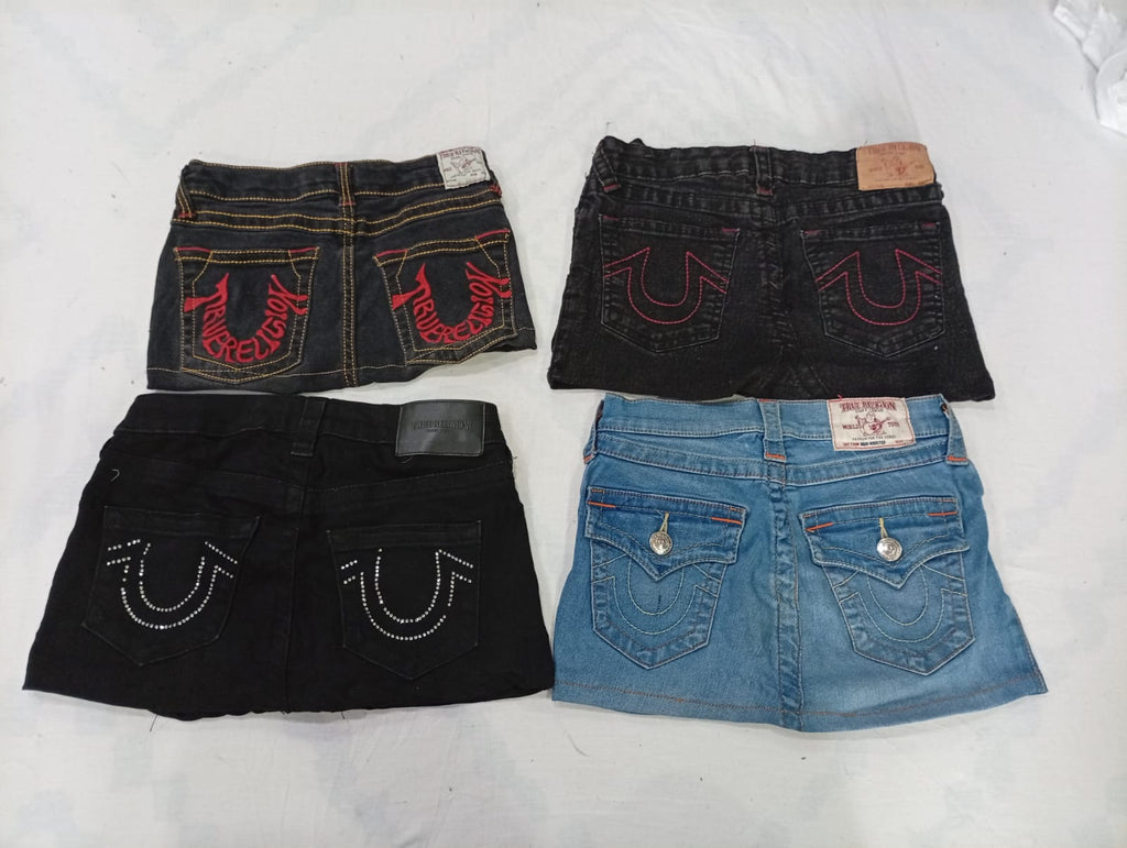 CR9998 Upcycled Kids True Religion Mini Denim Skirts
