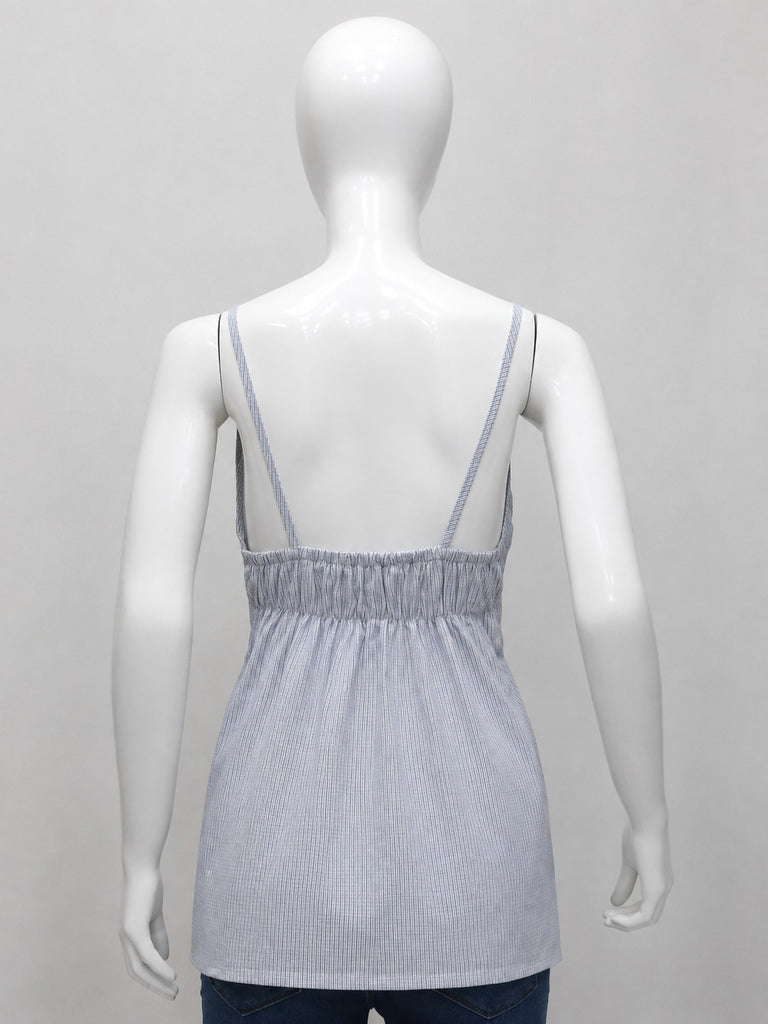 CR2053 UPCYCLED SHIRRED V-NECK BABYDOLL CAMISOLE TOP