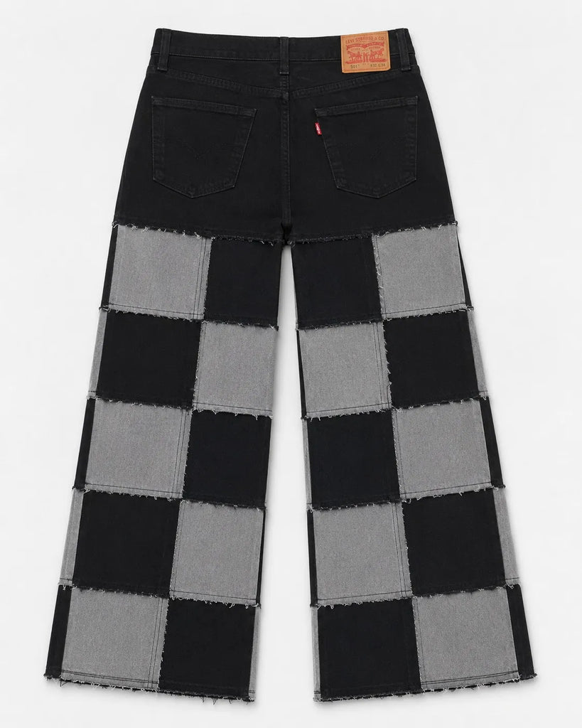 CR1585 Upcycled Checker Patchwork Jeans
