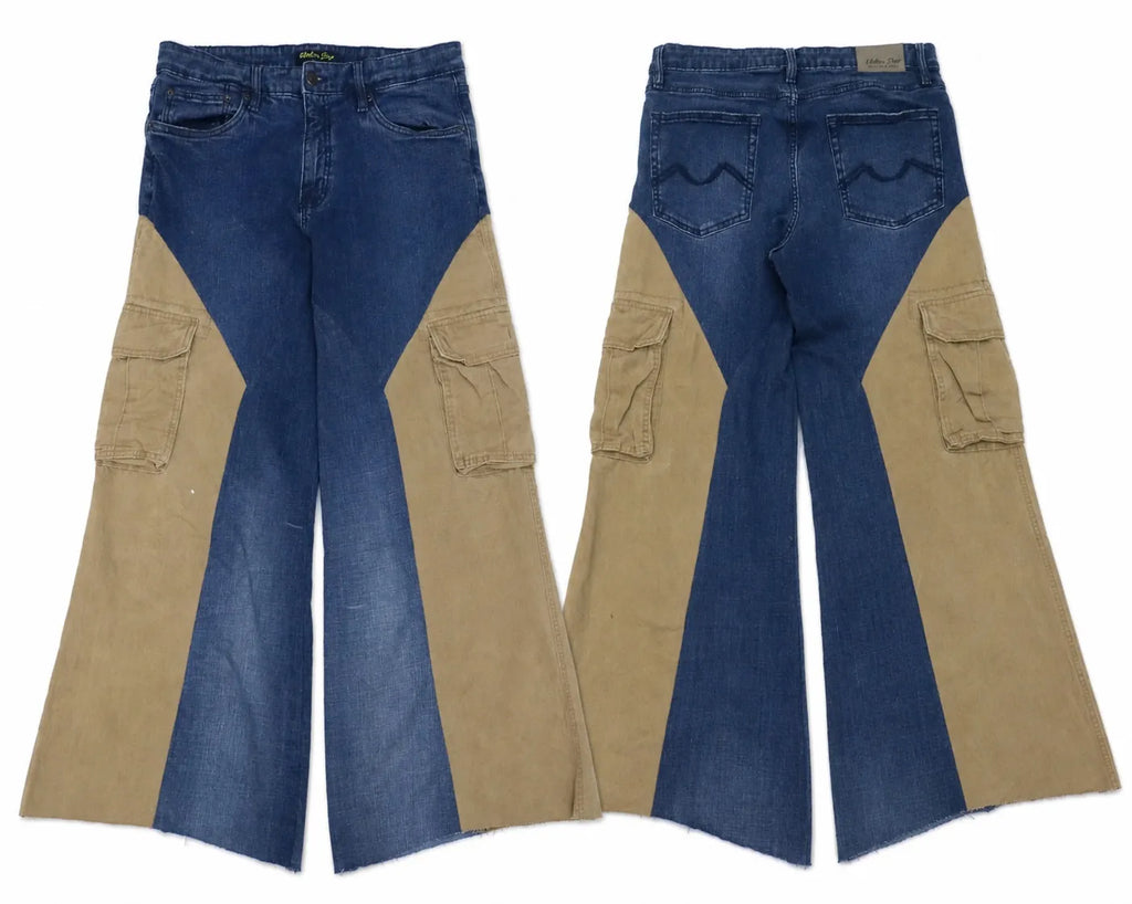 CR1558 Upcycled Cargo Flare Jeans
