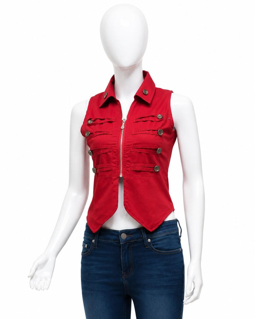 CR1860 UPCYCLED ZIP FRONT VEST TOP
