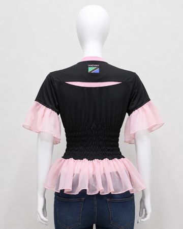 CR2080 Upcycled Ruffle Jersey Top