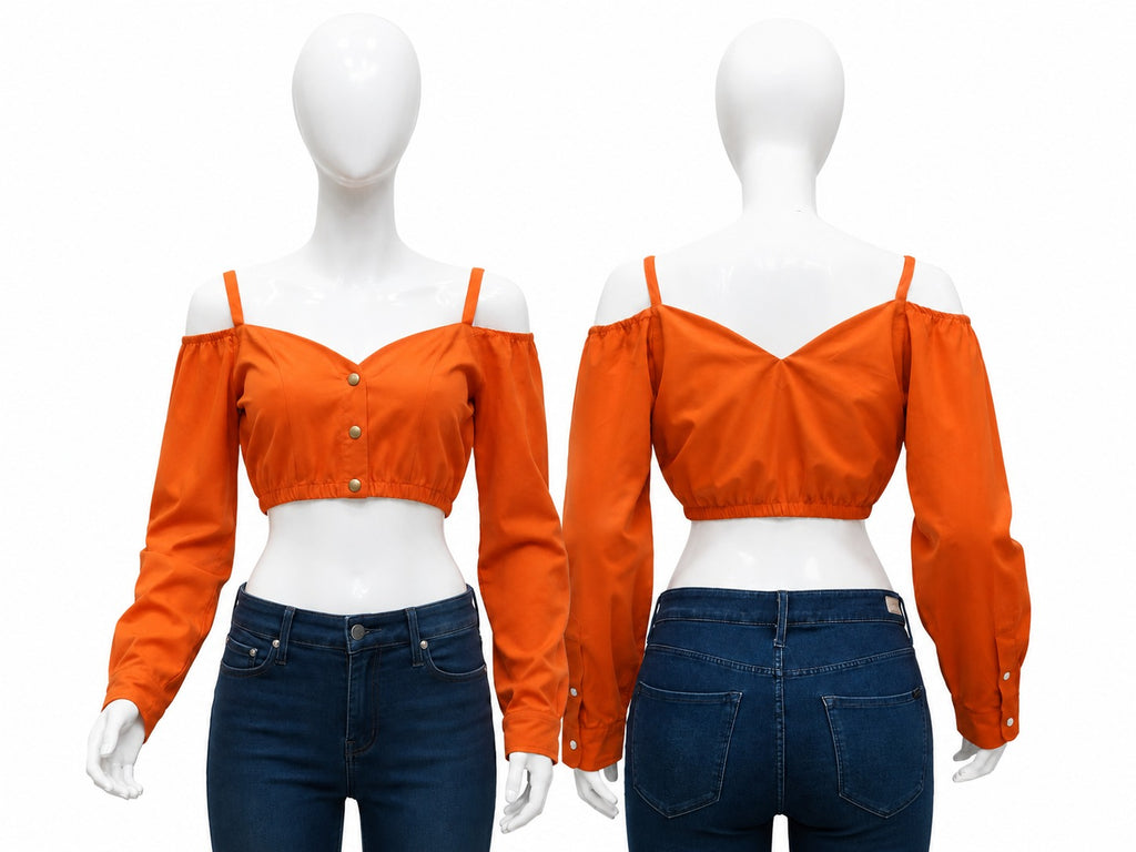 CR1926 UPCYCLED OFF-SHOULDER CROP TOP