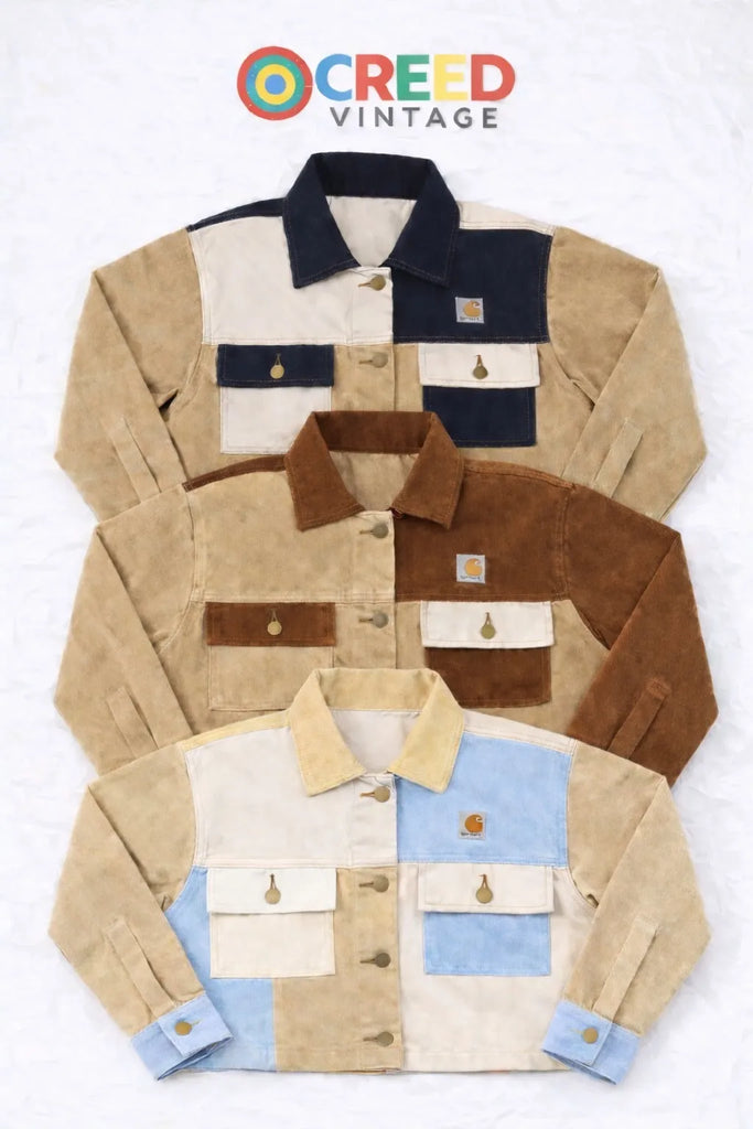 CR1234 Upcycled Two-Tone Utility Cropped Jacket