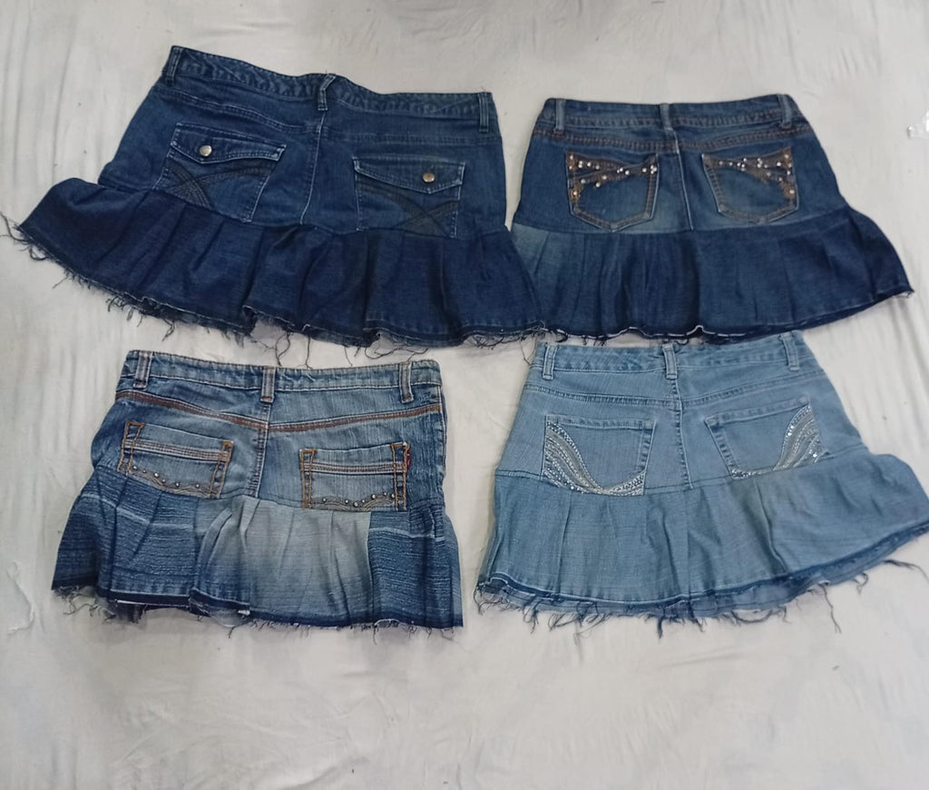 CR9260 Upcycled Y2K Denim Flowy Skirts