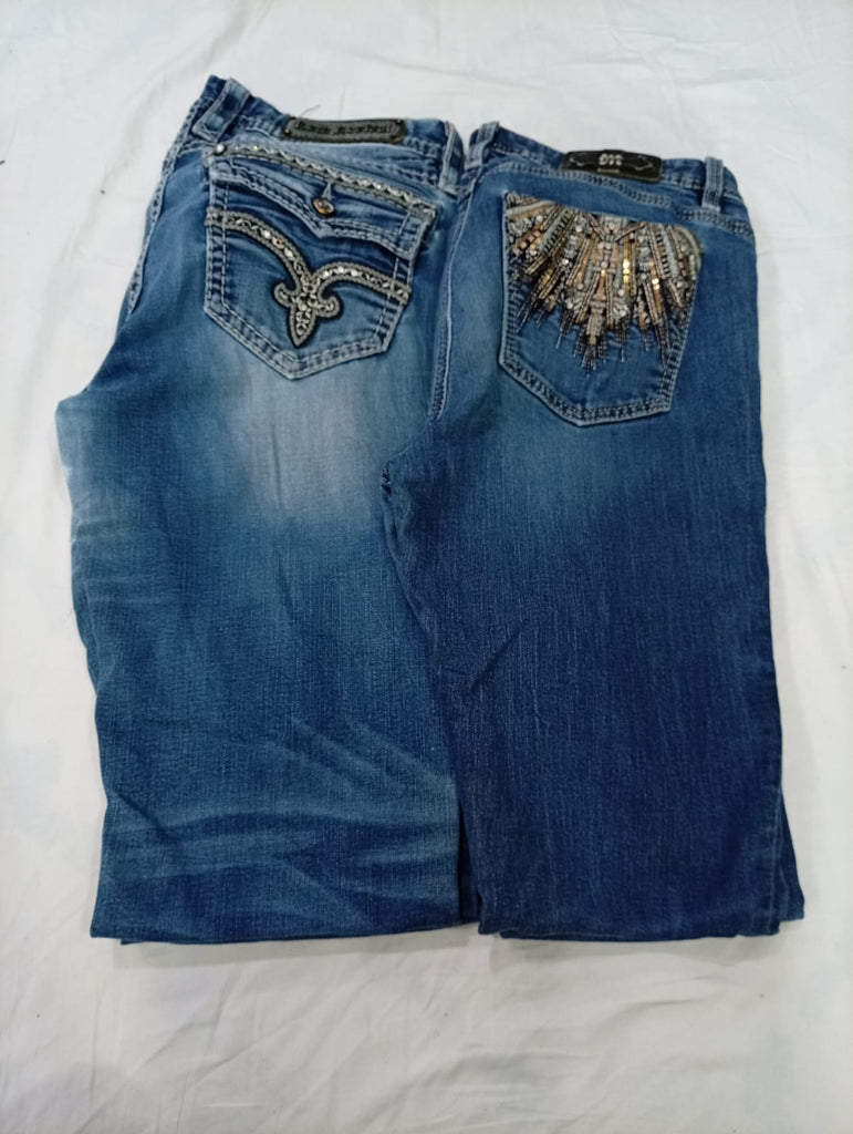 CR10374 Vintage Miss Me & Rock Revival Flare and Straight Jeans Bundle