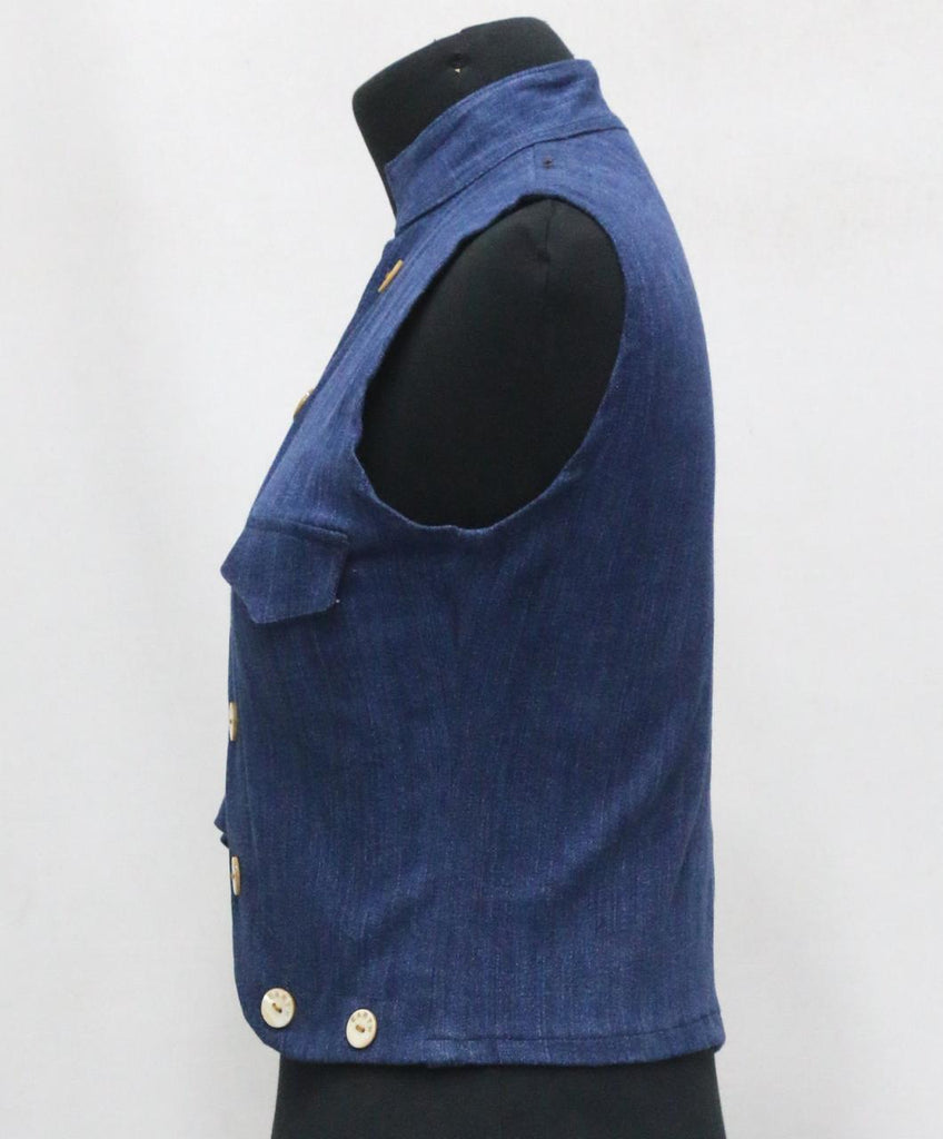 CR1844 UPCYCLED BUTTON DETAIL DENIM VEST