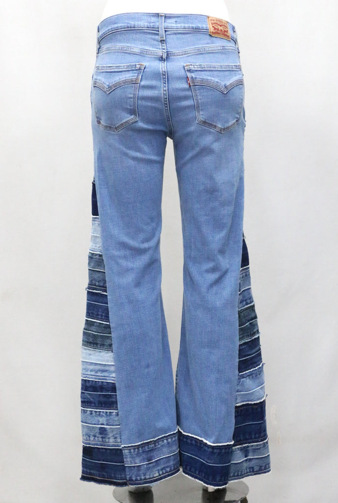 CR1868 UPCYCLED PANEL FLARE JEANS