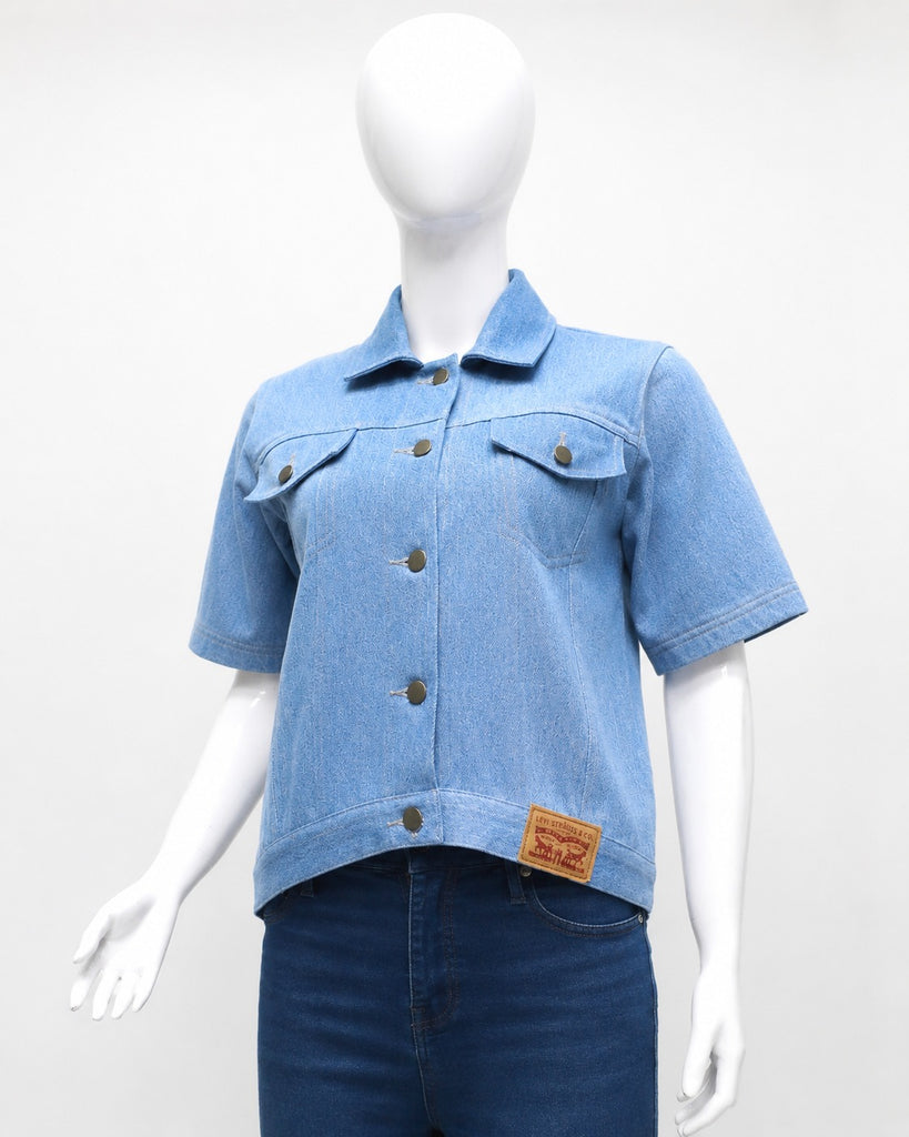 CR1879 UPCYCLED SHORT SLEEVE DENIM JACKET