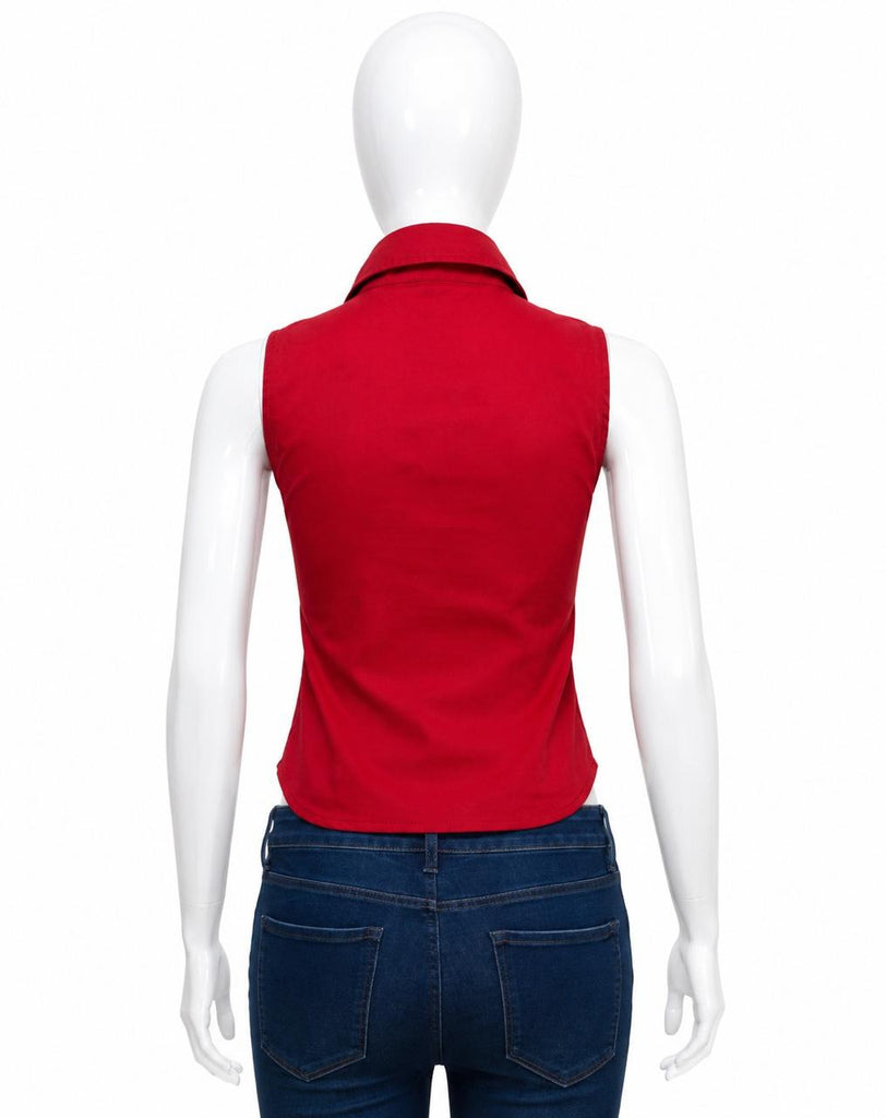 CR1860 UPCYCLED ZIP FRONT VEST TOP