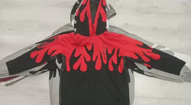 Reworked Branded Flame Hoodies With Elegance