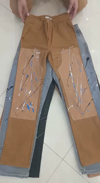Reworked Double Knees Splatter Paint Pants