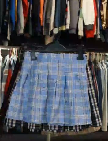 High Waist Checkered Pleated Skirt