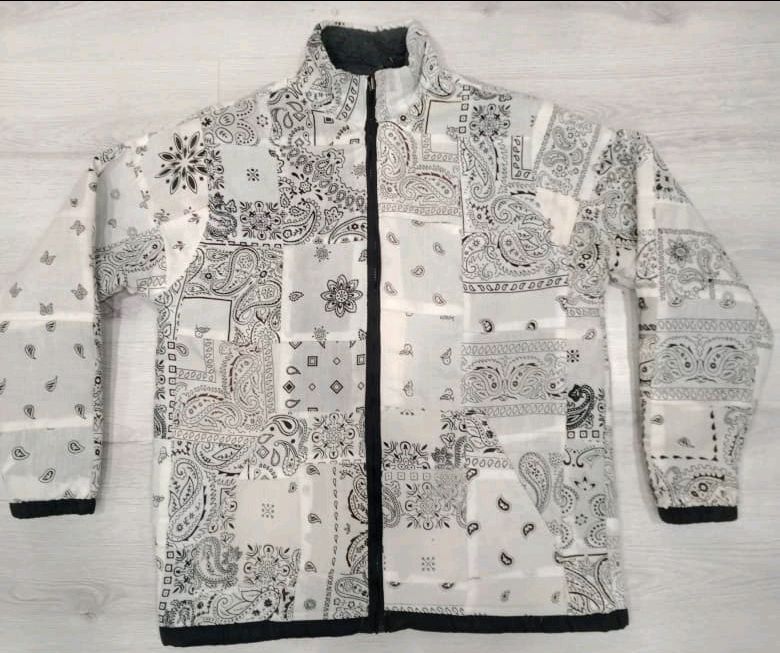 Reworked Bandana Printed Anorak Zipper Jacket