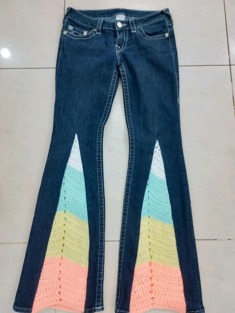 Reworked True Religion Flared Denim Pants